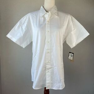 NWT PX Clothing White Button Down Short Sleeve Shirt Size L